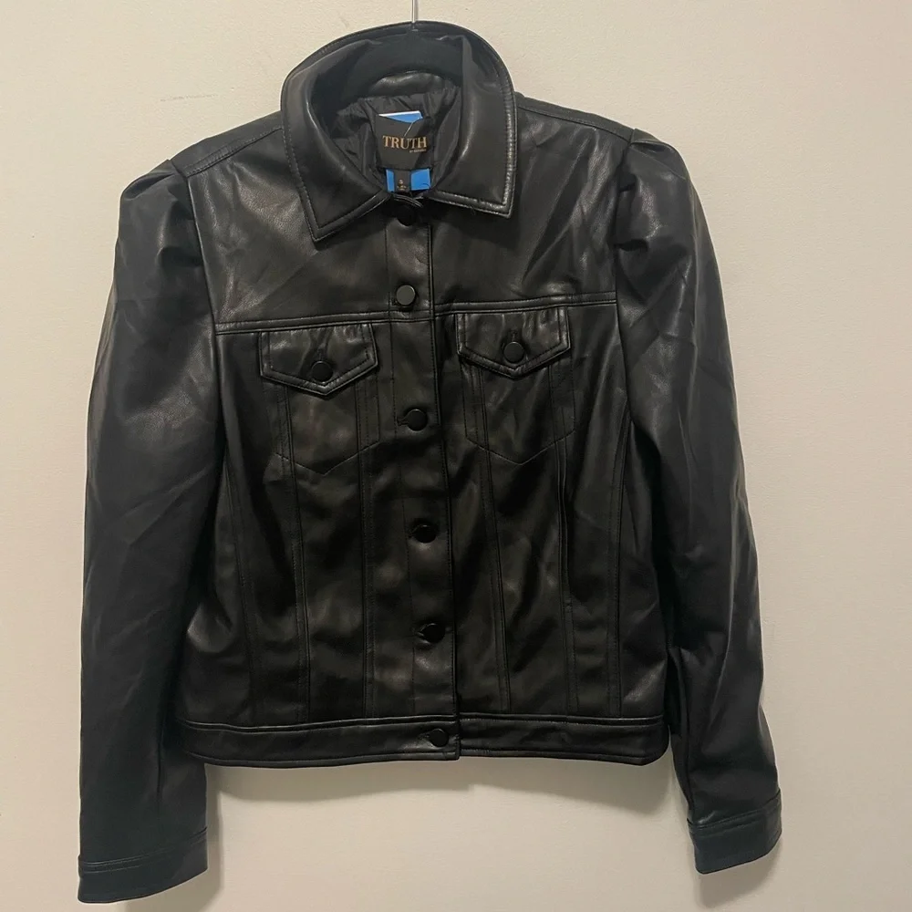 Truth Faux Leather Biker Jacket NWT - Picture 1 of 5
